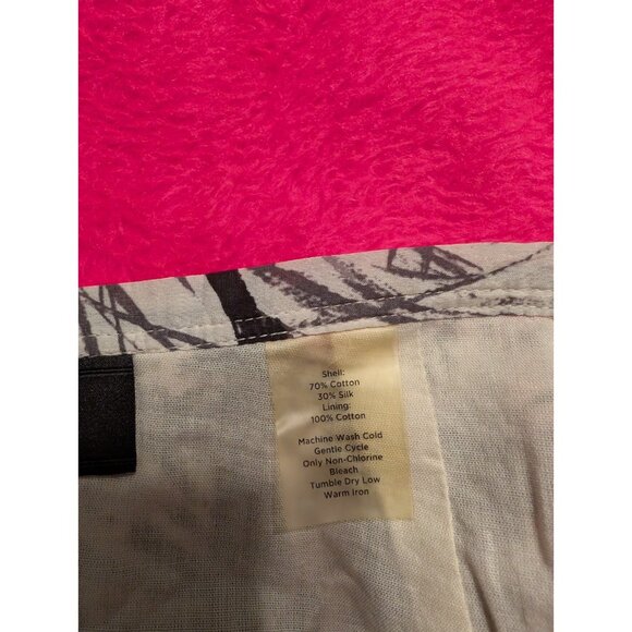 Talbots Petites Skirt Size 2P Black White Floral Cotton Silk Blend A-Line Lined - Picture 7 of 7